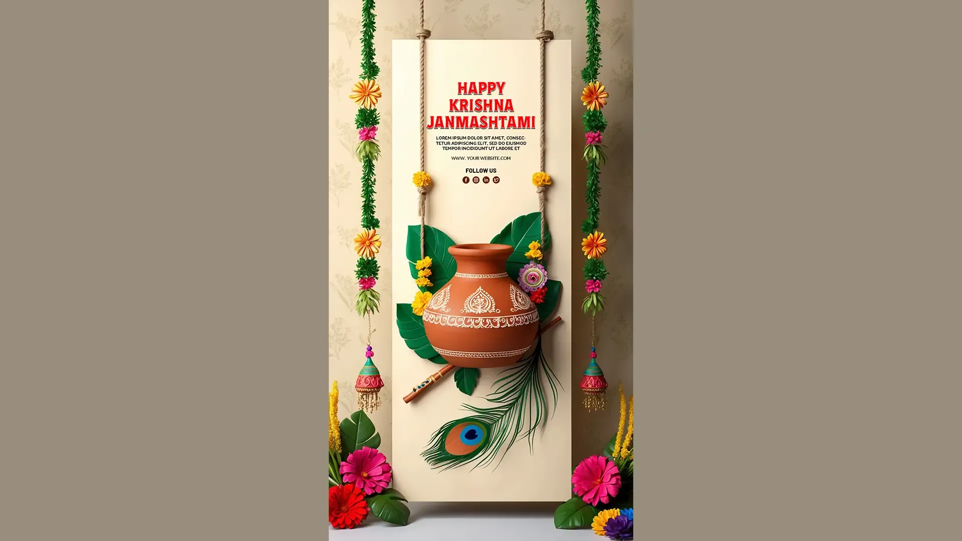 Creative Krishna Janmashtami Instagram Story Template PSD image